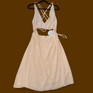 Cloud Ten Cream Cutout Strappy Midi Dress Size L NWT